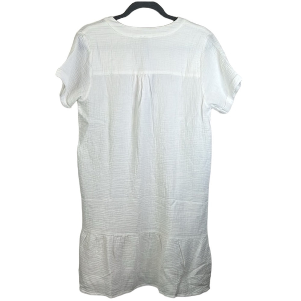 Bobi Split Neck Ruffle Hem Mini Dress In Cream Size M - Picture 4 of 11